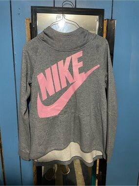 Nike Gray Pullover with Pink Swoosh Logo